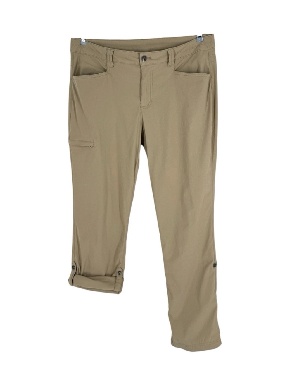 Eddie Bauer Hiking Pants Womens Size 12 Khaki Stretch Nylon Roll-Up Leg Outdoor